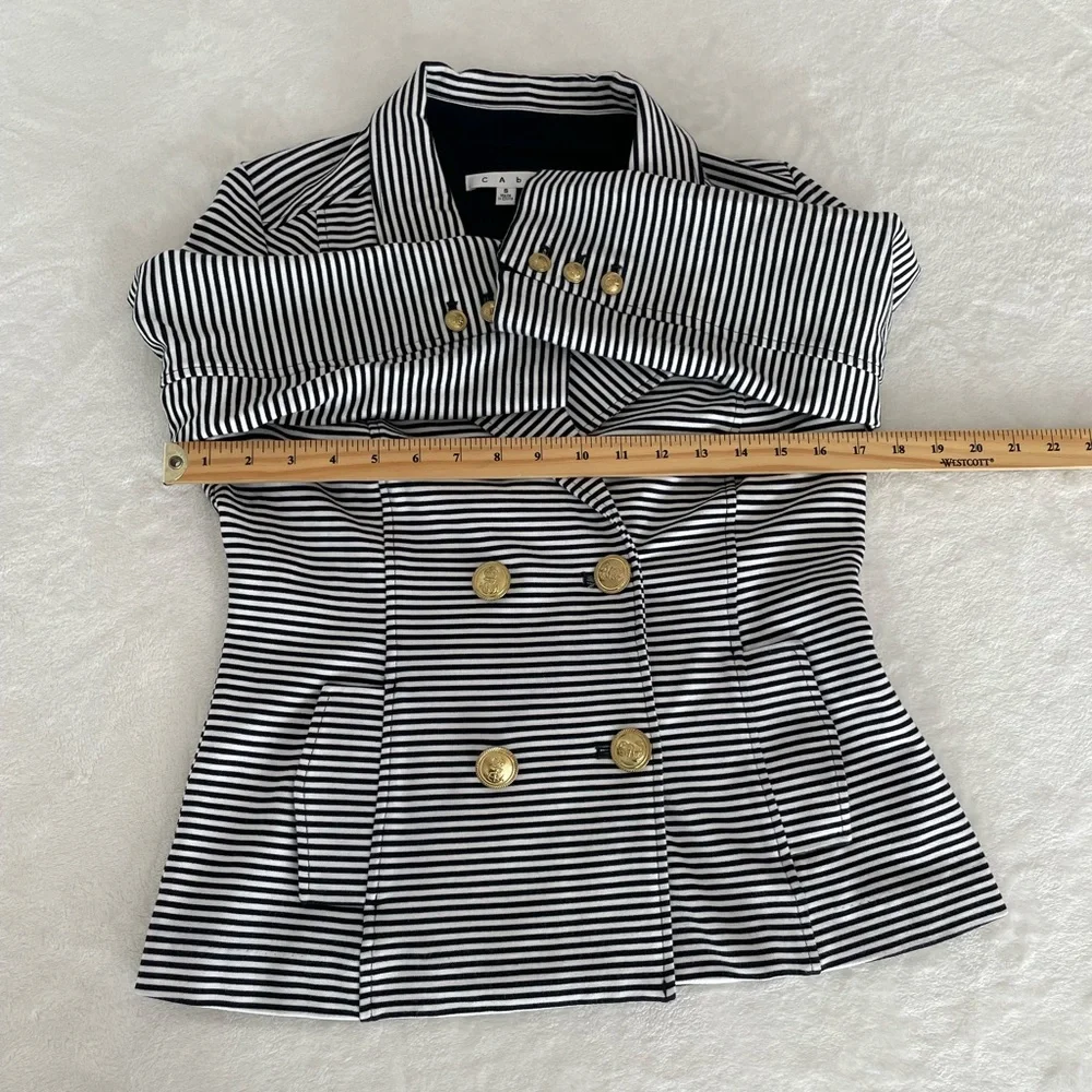 CAbi Sz S Life Jacket Navy Nautical Stripe Stretch Ponte Spring Cruise Vacation - Picture 16 of 17